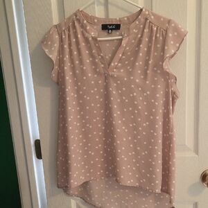 Lipslide Blush Pink Blouse with White Cat Print